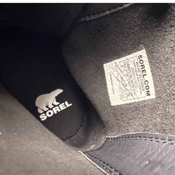 Sorel Hi-Line Lace Boots Women's Size 9 Black Waterproof Leather Low Heel Tabs - Picture 7 of 10